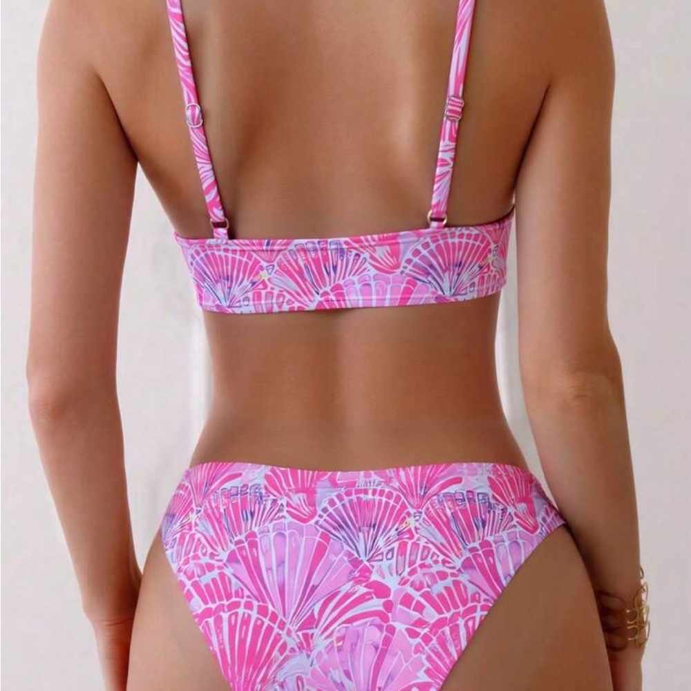 SHEIN Vibrant Pink and White Bikini Set - Picture 2 of 5